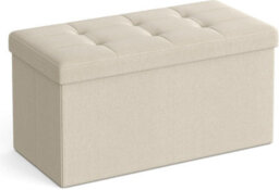 Songmics Compact Storage Ottoman, Foldable Foot Rest, Perfect For Entryway, Living Room, Bedroom, Cream White - thumbnail 6
