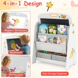 Costway Kids Art Easel And Chair Set Wooden Toddler Activity Table W/ Whiteboard - thumbnail 6