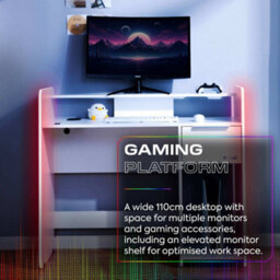 X Rocker X-Rocker Electra Rgb Gaming Desk 110Cm Wide Pc Computer Table Drawer Shelf App Controlled Led Lights & Wireless Charging - White - thumbnail 5