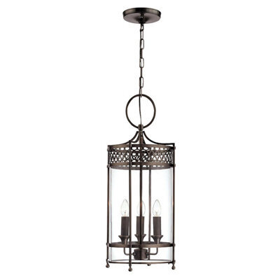 Elegant 3 Bulb Dark Bronze Ceiling Pendant Light With E14 Sockets - image 1