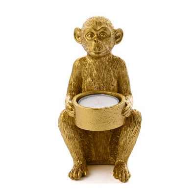 Hestia Gold Finish Monkey Tea Light Holder