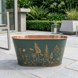 Dark Wild Flowers Oval Zinc Planter - thumbnail 2