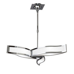 Luminosa Lighting Luminosa Sintesys Telescopic Convertible To Semi Flush E27 3 Light E27, Polished Chrome/white Acrylic, Cfl Lamps Included - thumbnail 1