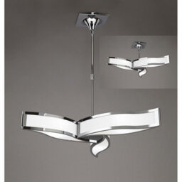 Luminosa Lighting Luminosa Sintesys Telescopic Convertible To Semi Flush E27 3 Light E27, Polished Chrome/white Acrylic, Cfl Lamps Included - thumbnail 2