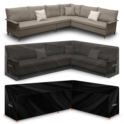 Futura Premium 600D L Shaped 260 X 210 X 80Cm Waterproof Garden Furniture Cover, Outdoor Patio Weatherproof Rattan Sofa Guard - image 1