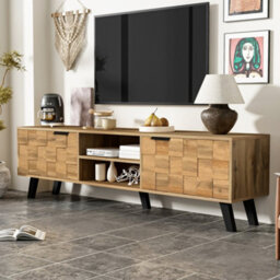 Btm Modern Tv Cabinet With 2 Doors And 2 Open Shelves  To  160.5 X 35.5 X 45 Cm(Color May Vary Slightly Depending On Lighting) - thumbnail 3