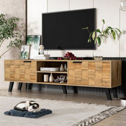 Btm Modern Tv Cabinet With 2 Doors And 2 Open Shelves  To  160.5 X 35.5 X 45 Cm(Color May Vary Slightly Depending On Lighting) - thumbnail 7