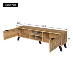 Btm Modern Tv Cabinet With 2 Doors And 2 Open Shelves  To  160.5 X 35.5 X 45 Cm(Color May Vary Slightly Depending On Lighting) - thumbnail 5