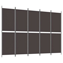 Berkfield 5-Panel Room Divider Brown 250X180 Cm Fabric - thumbnail 2