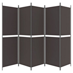 Berkfield 5-Panel Room Divider Brown 250X180 Cm Fabric - thumbnail 4