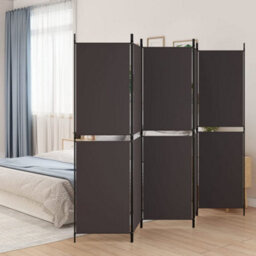 Berkfield 5-Panel Room Divider Brown 250X180 Cm Fabric - thumbnail 1