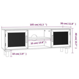 Berkfield Classic Tv Cabinet Black 105X30X40 Cm Solid Wood Pine&natural Rattan - thumbnail 8