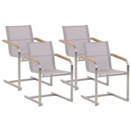 Beliani Set Of 4 Garden Chairs Cosoleto Stainless Steel Beige - thumbnail 1