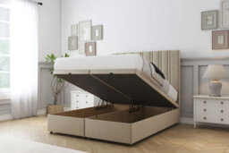 "Sloomy Langston Almond Coniston Ottoman Bed Base With 26"" Strutted Headboard 4'6 Double" - thumbnail 2
