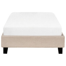 Beliani Everlume 3Ft Single Bed Frame Beige Linen-Look Fabric Slatted Bed Without Headboard - thumbnail 1