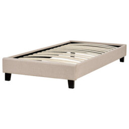 Beliani Everlume 3Ft Single Bed Frame Beige Linen-Look Fabric Slatted Bed Without Headboard - thumbnail 6