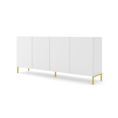 Arte Elegant White Surf Sideboard Cabinet With Gold Legs (W)200Cm (H)87Cm (D)42Cm - Modern & Spacious - image 1
