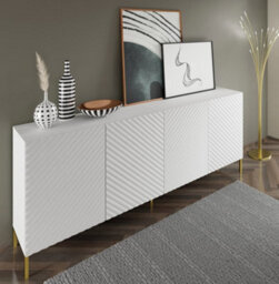 Arte Elegant White Surf Sideboard Cabinet With Gold Legs (W)200Cm (H)87Cm (D)42Cm - Modern & Spacious - thumbnail 4