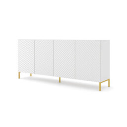 Arte Elegant White Surf Sideboard Cabinet With Gold Legs (W)200Cm (H)87Cm (D)42Cm - Modern & Spacious - thumbnail 1