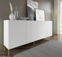 Arte Elegant White Surf Sideboard Cabinet With Gold Legs (W)200Cm (H)87Cm (D)42Cm - Modern & Spacious - thumbnail 3