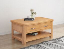 Buttercup Farm Bologna Coffee Table With 2 Drawers - L60 X W100 X H50 Cm - Oak - thumbnail 5
