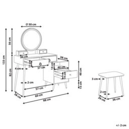 Beliani Dressing Table With Mirror And Stool Yves Led Black - thumbnail 3