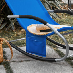Sobuy Ogs28-Kb, Outdoor Garden Rocking Sun Lounger Recliner Relaxing Chair With Headrest And Side Bag, Sapphire Blue - thumbnail 9