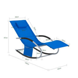 Sobuy Ogs28-Kb, Outdoor Garden Rocking Sun Lounger Recliner Relaxing Chair With Headrest And Side Bag, Sapphire Blue - thumbnail 3