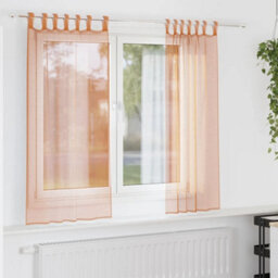 Walplus Voile Curtains With Loops 2 Pcs Terracotta 140X140 Cm
