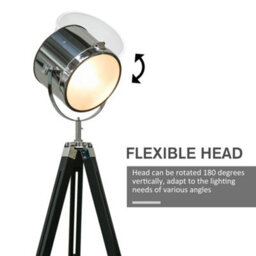 Homcom Industrial Style Adjustable Tripod Floor Lamp, Searchlight Reading Lamp - thumbnail 5