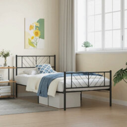 Berkfield Metal Bed Frame With Headboard And Footboard Black 75X190 Cm - thumbnail 1