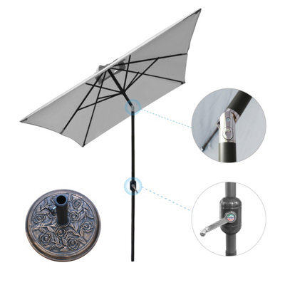 VRUC Outdoor 2X3M Parasol - Crank Up & Tilt Garden Parasol Umbrella Grey And Base - image 1