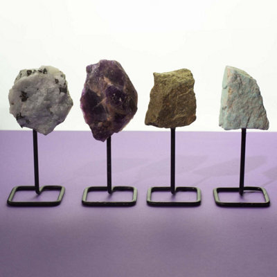 Epidote Mineral Specimen On Metal Stand Natural Crystal Display Piece - image 1