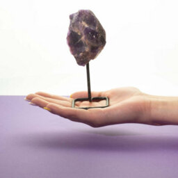 Epidote Mineral Specimen On Metal Stand Natural Crystal Display Piece - thumbnail 7