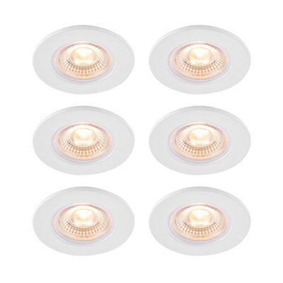 GoodHome Hodgkin Matt White Fixed Led Fire-Rated Warm White Downlight Ip65, Pack Of 6 - image 1