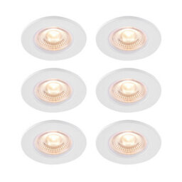 GoodHome Hodgkin Matt White Fixed Led Fire-Rated Warm White Downlight Ip65, Pack Of 6 - thumbnail 1