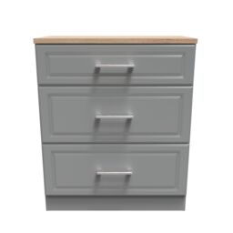 Sevilla Ready Assembled Matt Dark Grey Light Oak Effect 3 Drawer Deep Chest (H)885mm (W)765mm (D)415mm - thumbnail 2