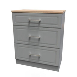 Sevilla Ready Assembled Matt Dark Grey Light Oak Effect 3 Drawer Deep Chest (H)885mm (W)765mm (D)415mm - thumbnail 1