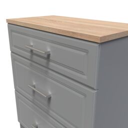 Sevilla Ready Assembled Matt Dark Grey Light Oak Effect 3 Drawer Deep Chest (H)885mm (W)765mm (D)415mm - thumbnail 4