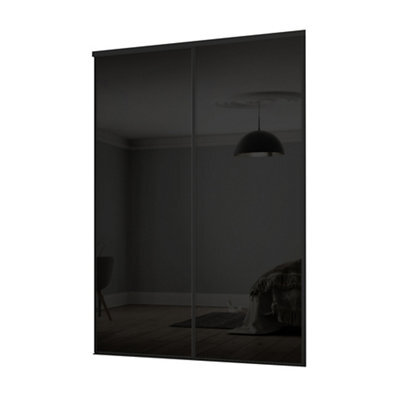 Spacepro Classic Non-Mirrored Black 2 Door Sliding Wardrobe Door Kit (H)2220mm (W)1793mm - image 1