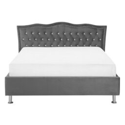 Beliani Ottoman Bed Velvet Metz 140 X 200 Cm (Eu Double) Dark Grey - thumbnail 8