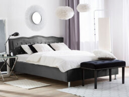 Beliani Ottoman Bed Velvet Metz 140 X 200 Cm (Eu Double) Dark Grey - thumbnail 2