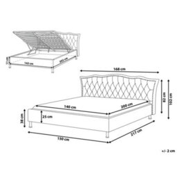 Beliani Ottoman Bed Velvet Metz 140 X 200 Cm (Eu Double) Dark Grey - thumbnail 3