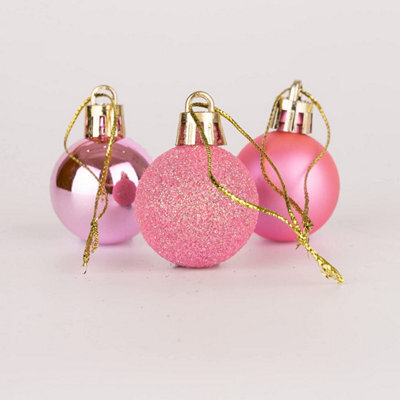 Shatchi 30mm/24Pcs Christmas Baubles Shatterproof Pink,tree Decorations - image 1