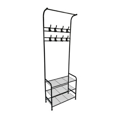 Oypla Coat Umbrella Stand Hat Shoe Rack Heavy Duty All Metal Black - image 1