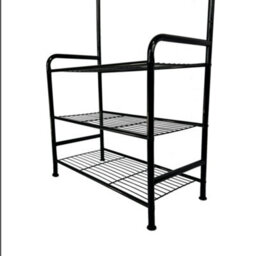 Oypla Coat Umbrella Stand Hat Shoe Rack Heavy Duty All Metal Black - thumbnail 2