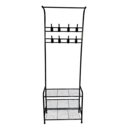 Oypla Coat Umbrella Stand Hat Shoe Rack Heavy Duty All Metal Black - thumbnail 3
