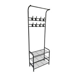 Oypla Coat Umbrella Stand Hat Shoe Rack Heavy Duty All Metal Black - thumbnail 6