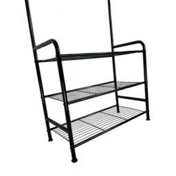 Oypla Coat Umbrella Stand Hat Shoe Rack Heavy Duty All Metal Black - thumbnail 5