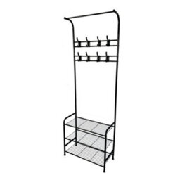 Oypla Coat Umbrella Stand Hat Shoe Rack Heavy Duty All Metal Black - thumbnail 7